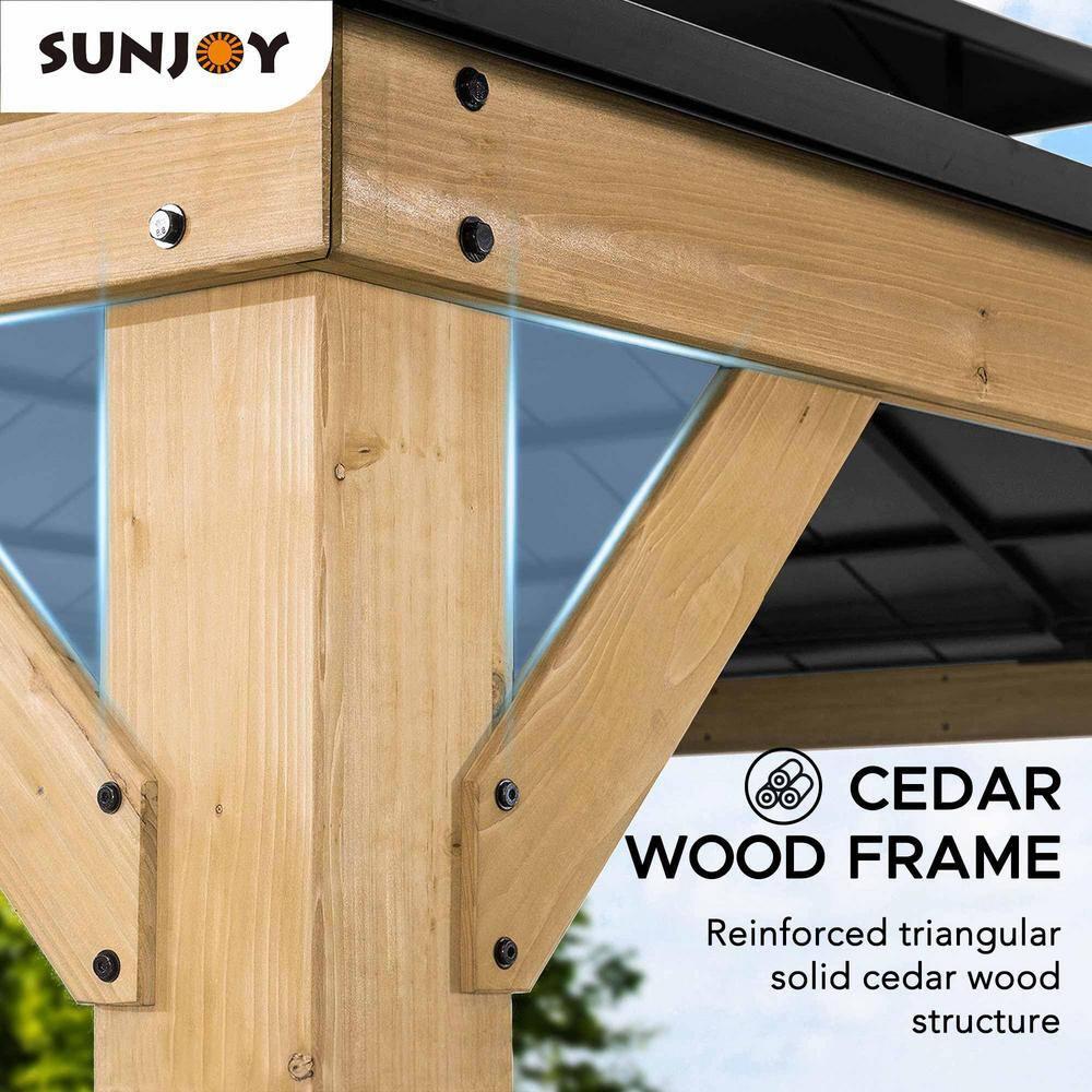 11x13 Cedar Wood Gazebo with Black Metal Double Roof