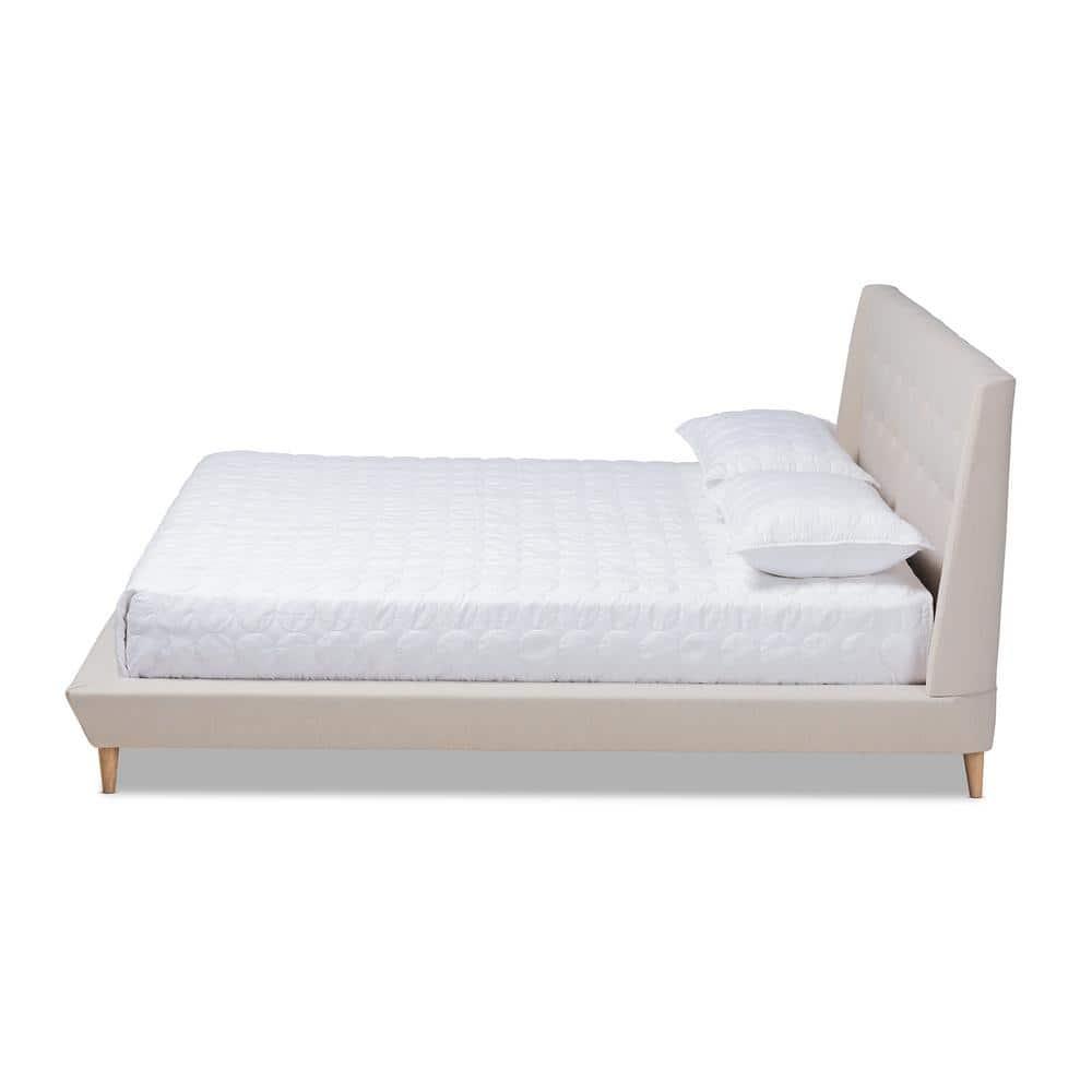King Naya Platform Bed Beige - Baxton Studio