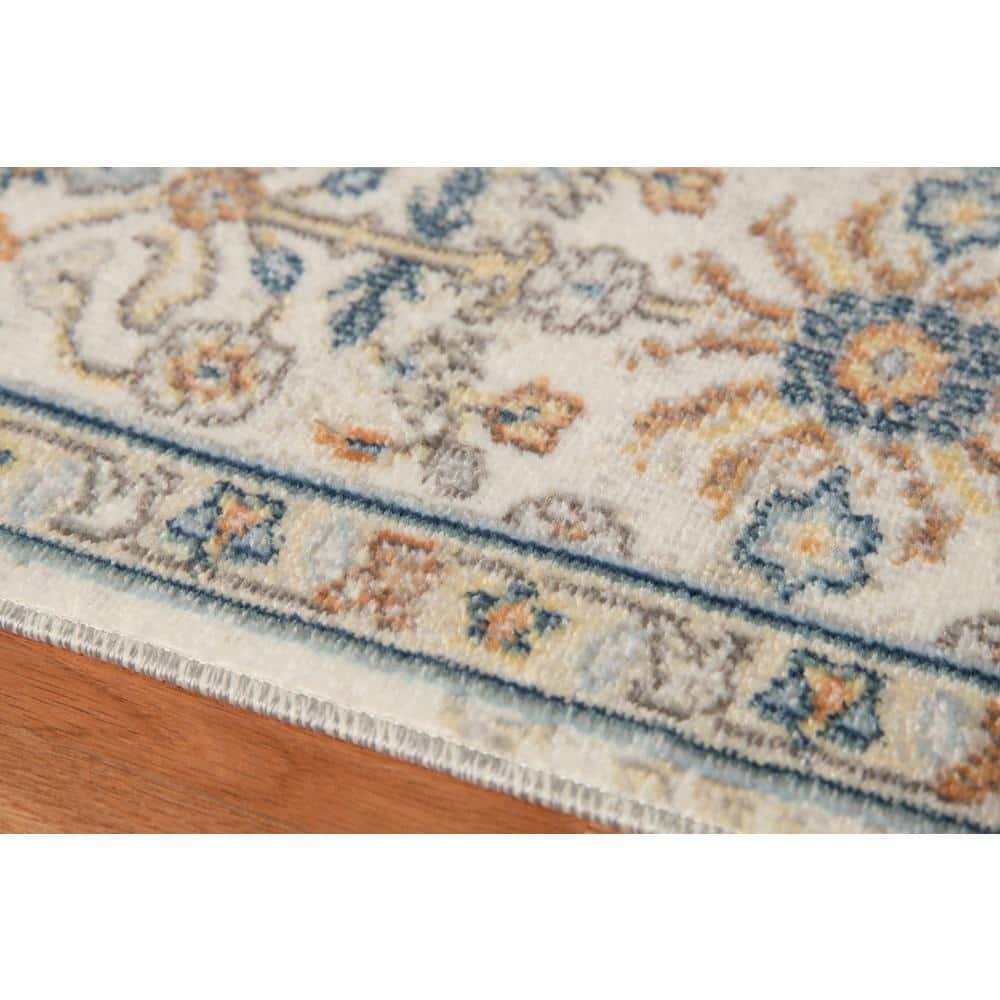 Bohemian 9x12 Area Rug Beige Polypropylene Rectangle Low Pile Bordered Pattern Rugs for Living Room Dining Room Bedroom
