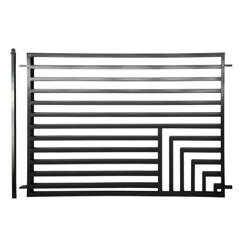 ALEKO Lot of 2 Garden Yard Modern Florence Style Steel Fence 8 x 5 ft Black