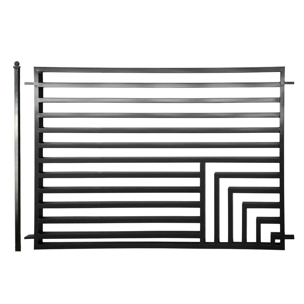 ALEKO Lot of 2 Garden Yard Modern Florence Style Steel Fence 8 x 5 ft Black