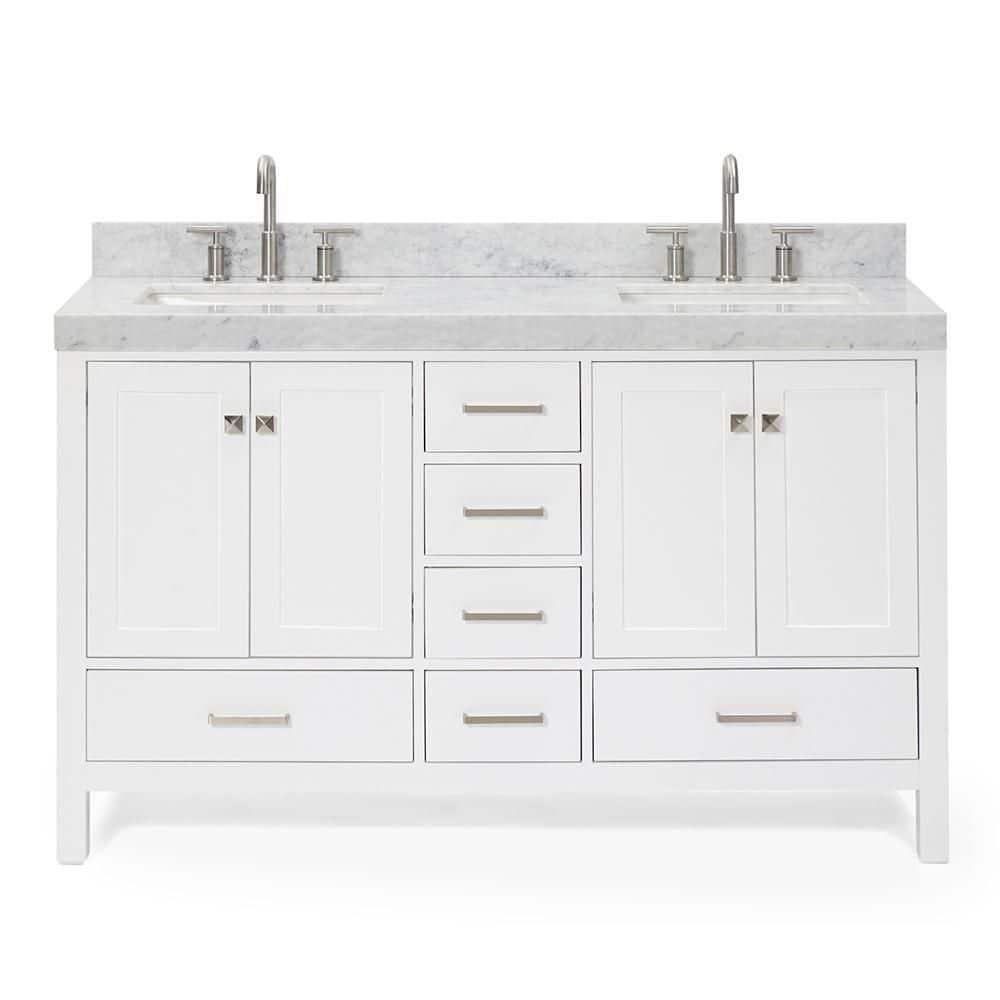 Cambridge Double Bathroom Vanity with Carrara Marble Top