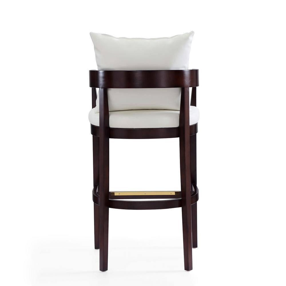 Ritz Upholstered Beech Wood Barstool Ivory - Manhattan Comfort: Gold Footrest, 30.5" Height, No Assembly Required