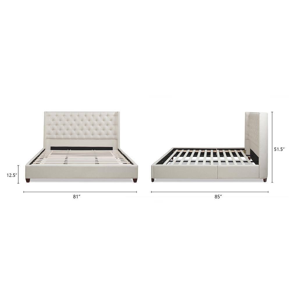 Manhattan Shelter King Platform Bed Frame Light Beige