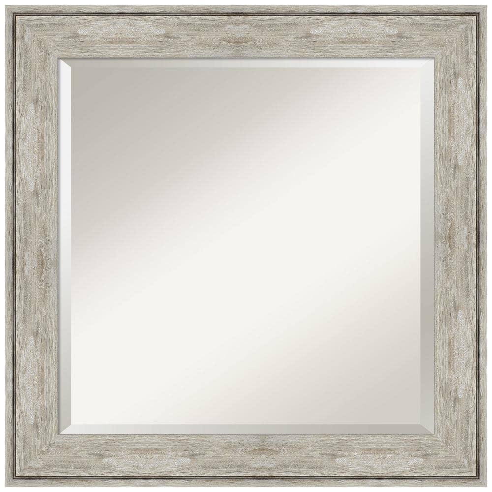 25" x 25" Crackled Framed Bathroom Vanity Wall Mirror Metallic - Amanti Art