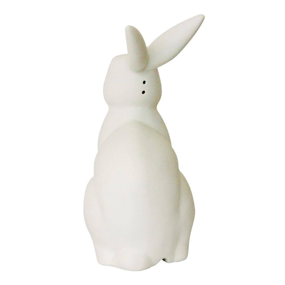 Gracie Oaks Creekwood Home 10.43" Glowing Ceramic Bunny Rabbit Light, For Home Décor, Nightstand, End Table, Entryway, Bookshelf, Kid's Room, White