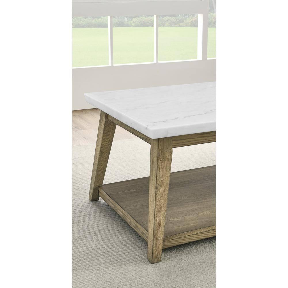 Steve Silver Vida Mid-Century Modern Genuine Marble Coffee Table with Casters, Blonde