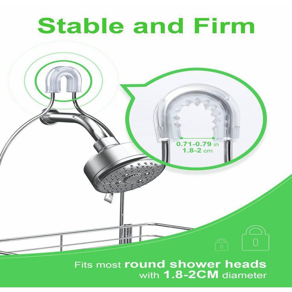 SMARTAKE Hanging Shower Head Caddy, Rustproof Bathroom Shower Room Shelf Organizer, SUS201 Stainless Steel Over The Shower Storage Rack, for Toilet, Silver