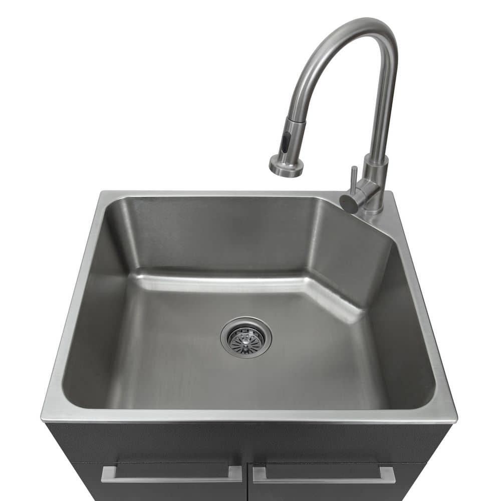 All-In-One 24.1" L x 21.3" W Free Standing Laundry Sink with Faucet