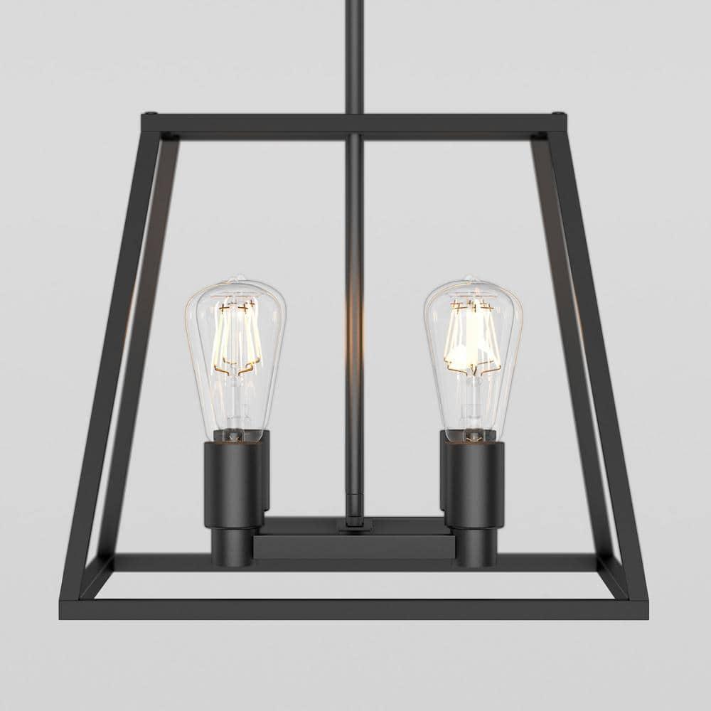 ByEUcuk Carter Farmhouse Chandelier, Matte Black - Geometric Square Pendant Light Ideal for Dining Room, Kitchen Island Light, Made of Steel, Bulb Not Included