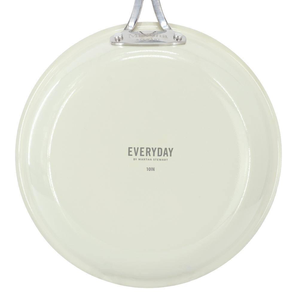 Martha Stewart Martha Stewart Everyday Charlemont 10 Inch Ceramic Nonstick Round Aluminum Frying Pan in Linen