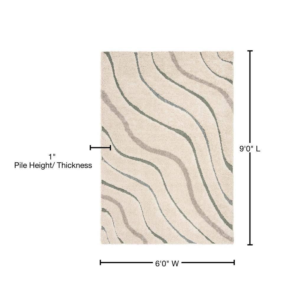 Florida Shag SG472 Power Loomed Indoor Area Rug - Cream/Light Blue - 6'x9' - Safavieh