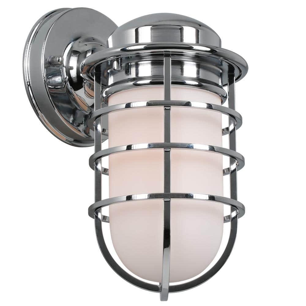 Polished Chrome Industrial Jelly Jar Wall Sconce