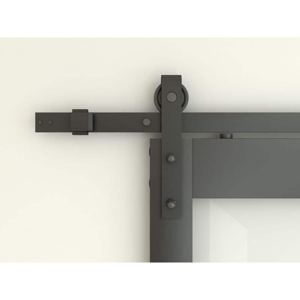 Calhome 5 Lite Tempered Frosted Glass Finished Composite Interior Sliding Barn Door with Hardware Kit