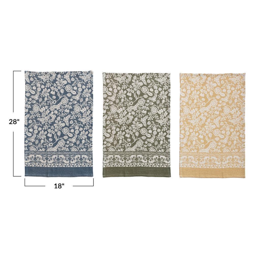 Creative Co-Op Blossom Cotton Tea Towel, Multicolor, Set of 3