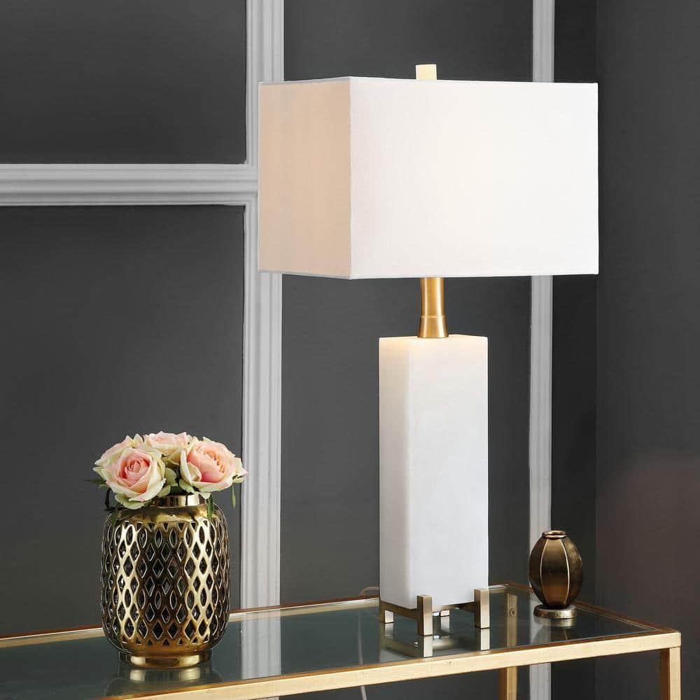 Sloane Alabaster Table Lamp - 30 Inch Height - TBL4065 - White/Gold - Safavieh