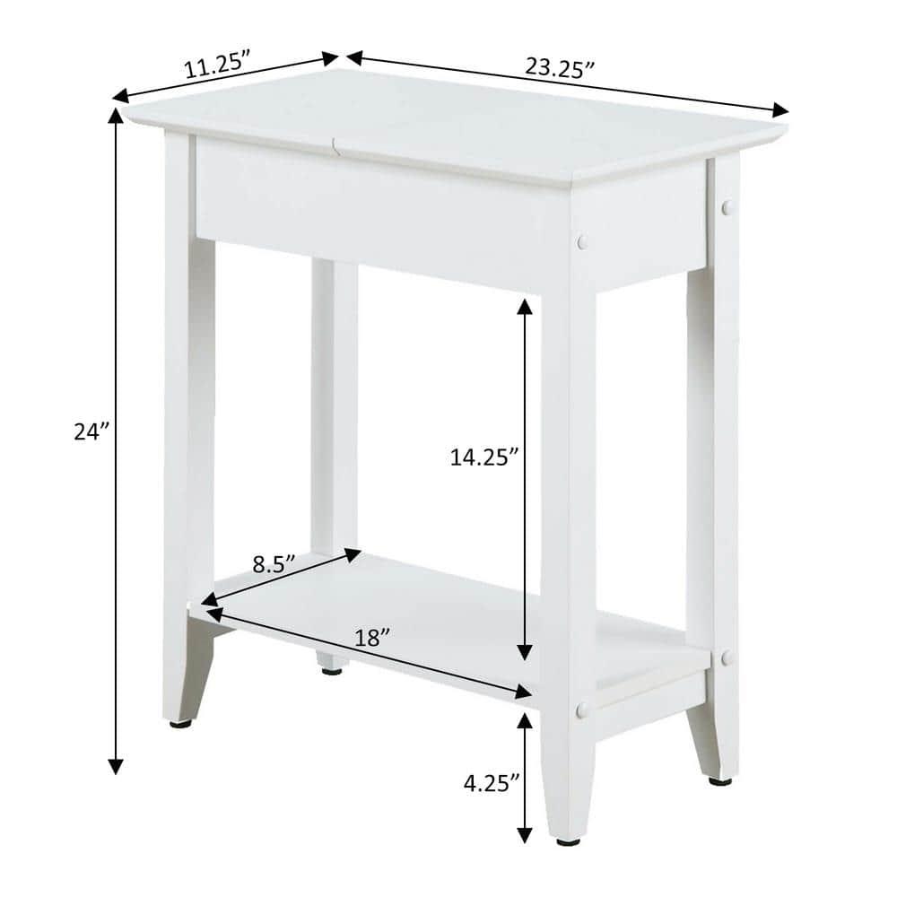 Convenience Concepts American Heritage Flip Top End Table with Shelf, White