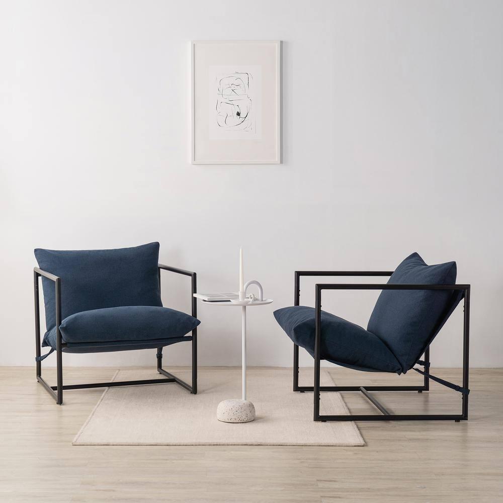 Zinus Aidan Metal Framed Sling Indoor Accent Chair, Navy