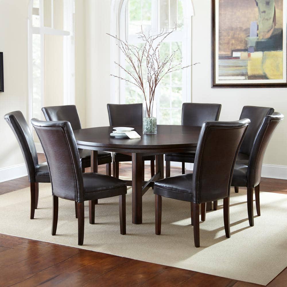 Steve Silver Co. 72" Talbot Round Dining Table Dark Oak : Seats 8, Mid-Century Modern, Wood Veneer
