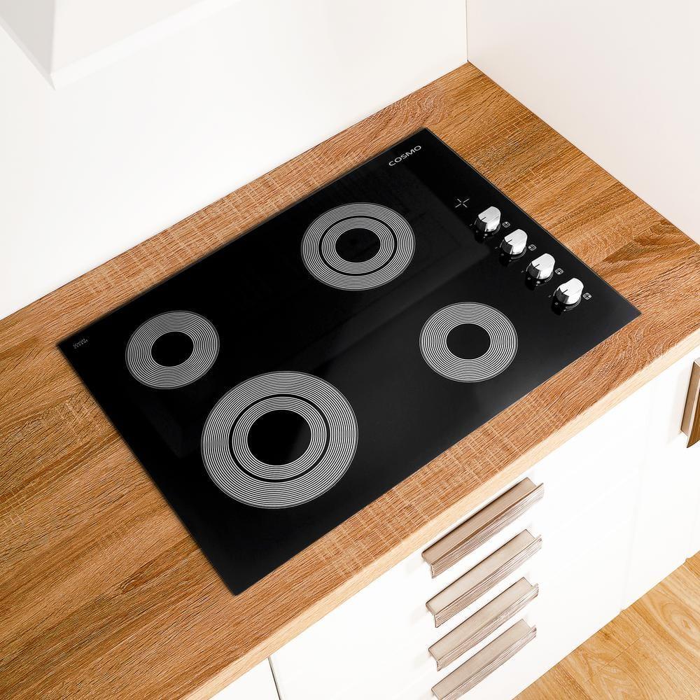Cosmo 30 in. Electric Ceramic Glass Cooktop with 4 Burners, Dual Zone Elements, Hot Surface Indicator Light and Control Knobs
