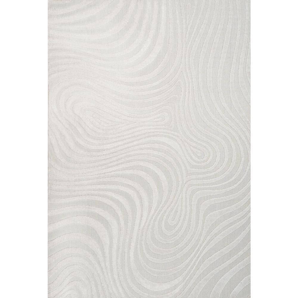 JONATHAN Y Maribo High-Low Abstract Groovy Striped Cream/Ivory 4 ft. x 6 ft. Indoor/Outdoor Area Rug