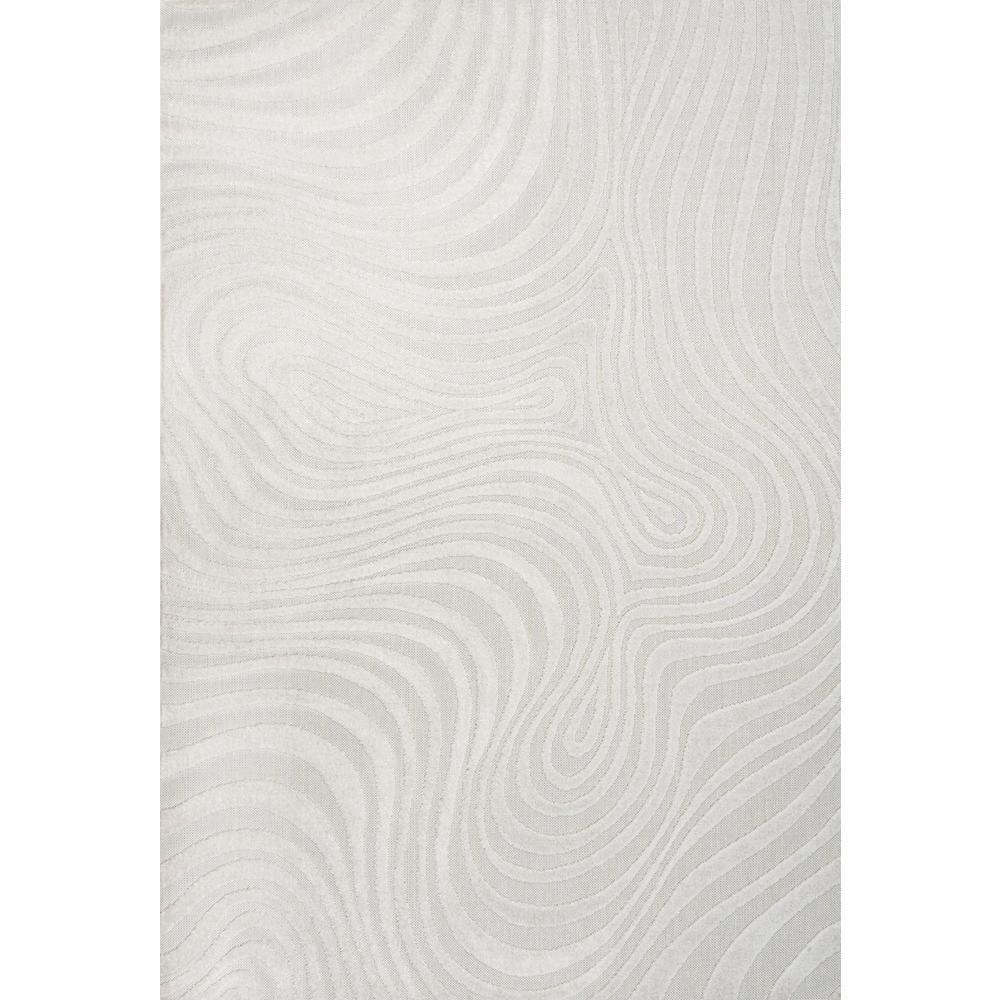 JONATHAN Y Maribo High-Low Abstract Groovy Striped Cream/Ivory 8 ft. x 10 ft. Indoor/Outdoor Area Rug