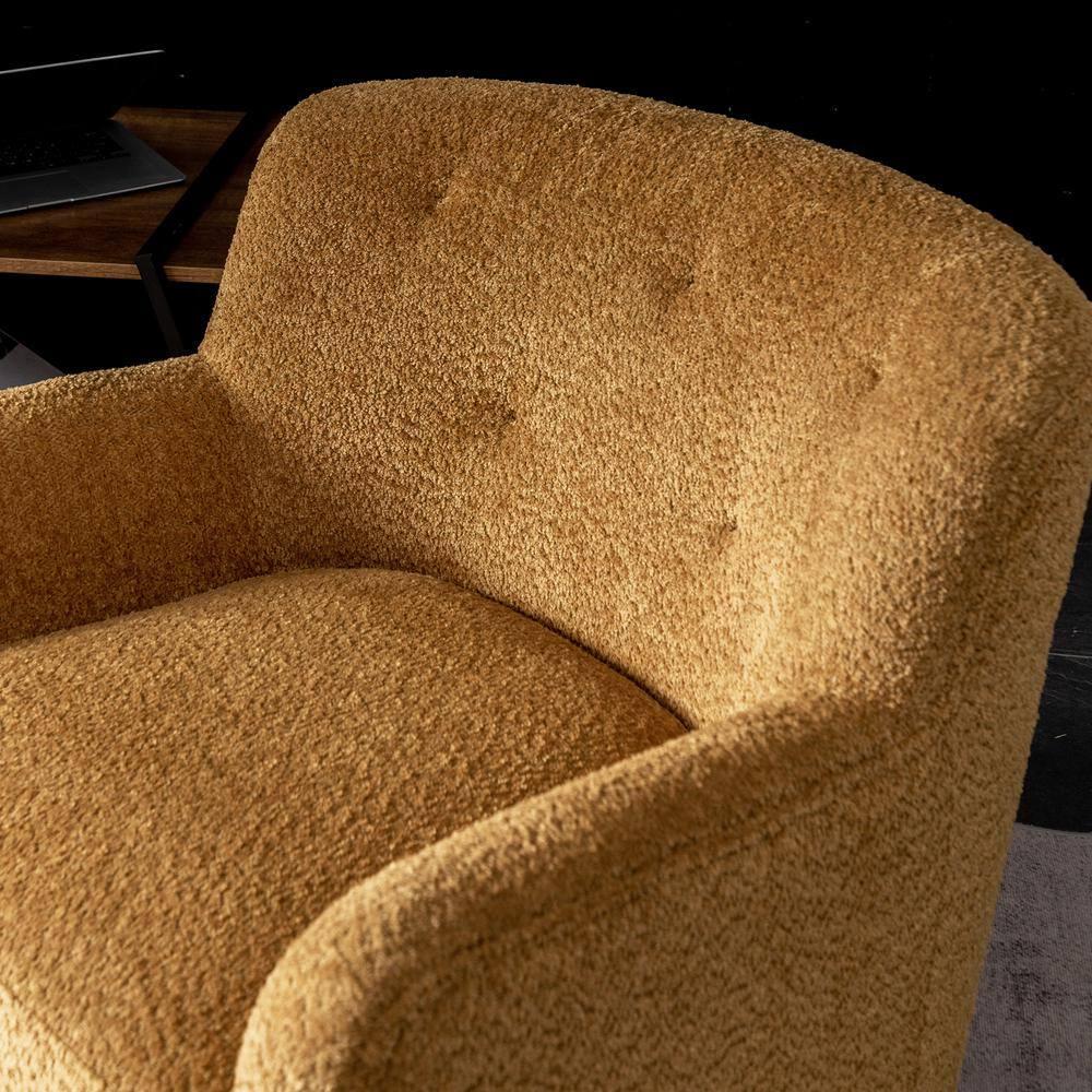 32" Wide Upholstered Swivel Armchair Camel - Kinwell: No Assembly, Pine Frame, Polyester