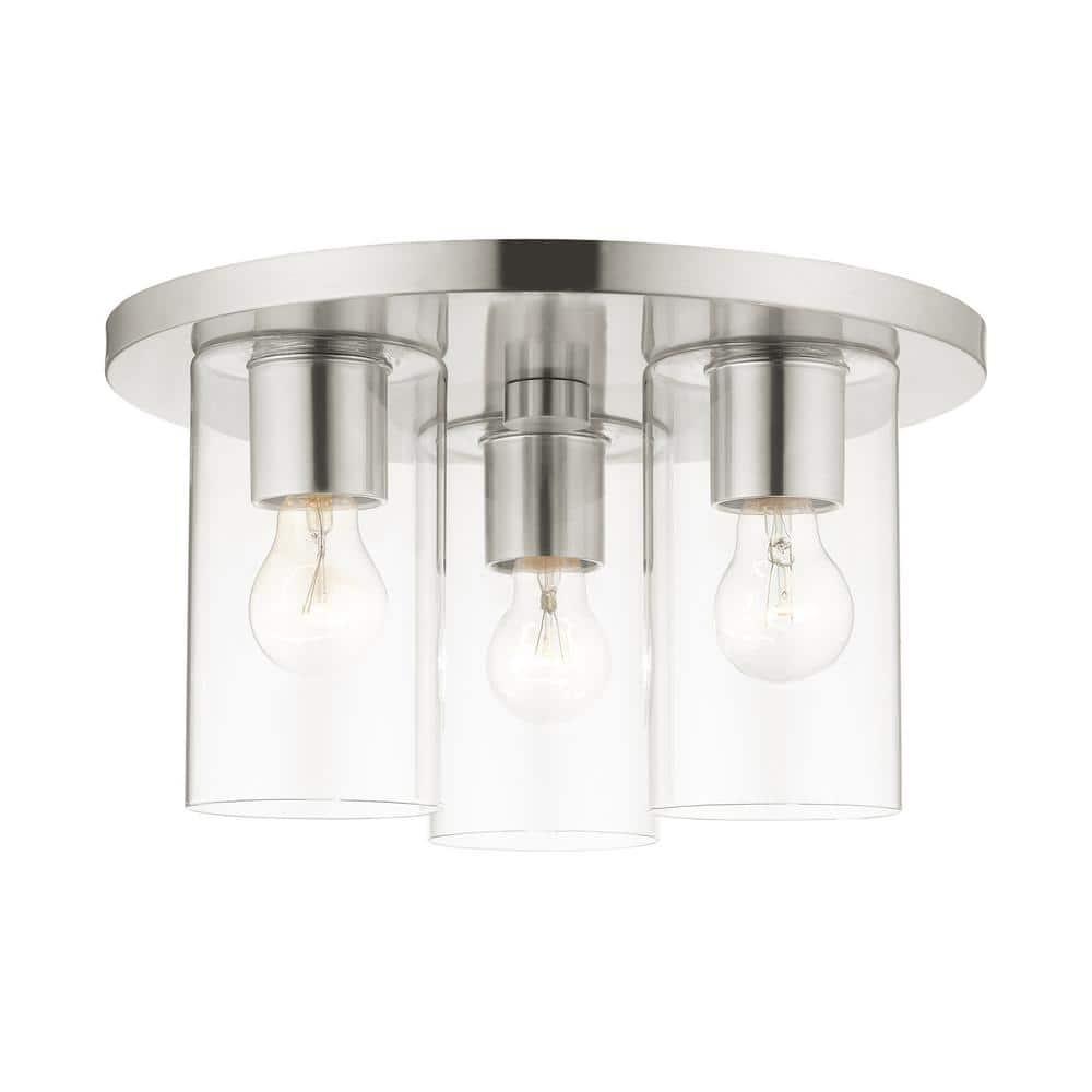 Livex Lighting Zurich 3 - Light Flush Mount in  Brushed Nickel