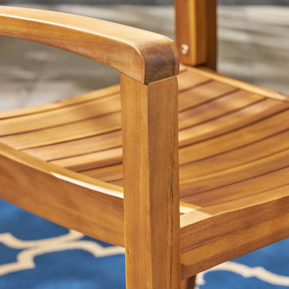 Noble House Miguel Wooden Patio Dining Arm Chair in Teak (Set of 2)