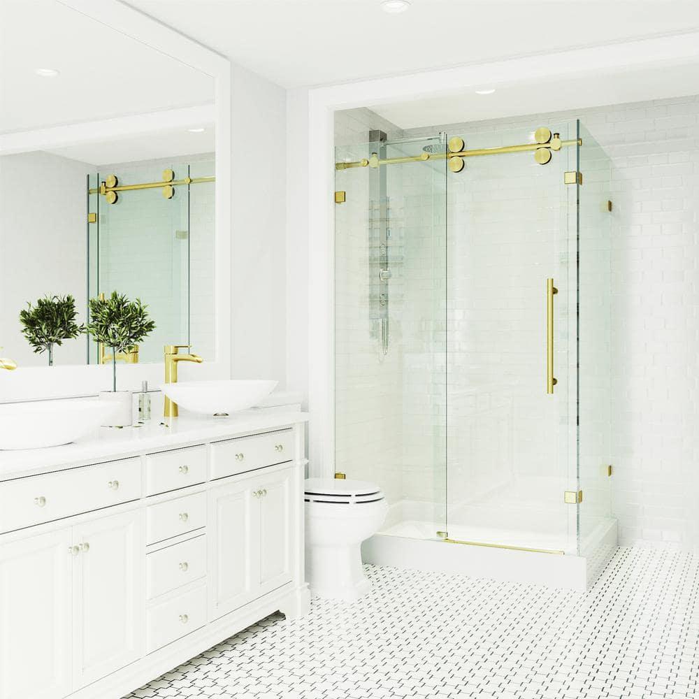 VIGO Winslow 48" W x 36" D x 80" H Sliding Frameless Shower Enclosure with 3/8  Clear Glass&Base VG6051MGCL48WL
