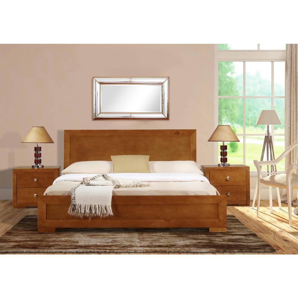 Camden Isle Trent Platform Bed | Paneled Headboard and Footboard | Twin, Oak