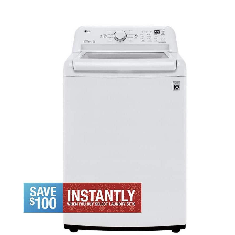 LG 4.3 cu. ft. Ultra Large Capacity Top Load Washer with 4-Way Agitator & TurboDrum Technology, White