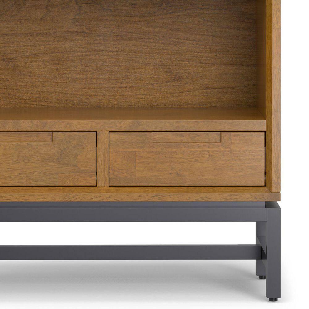Banting 30"W Solid Wood 4 Shelf Industrial Bookcase with 2 Drawers, Adjustable Shelves, and Metal Base