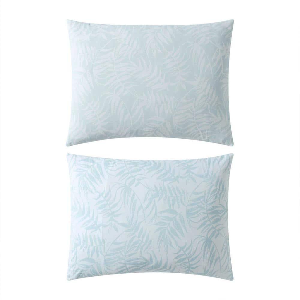 Tommy Bahama 3pc King Art of Palms Cotton Duvet Set Blue: Floral Pattern, Inner Ties, Machine Washable