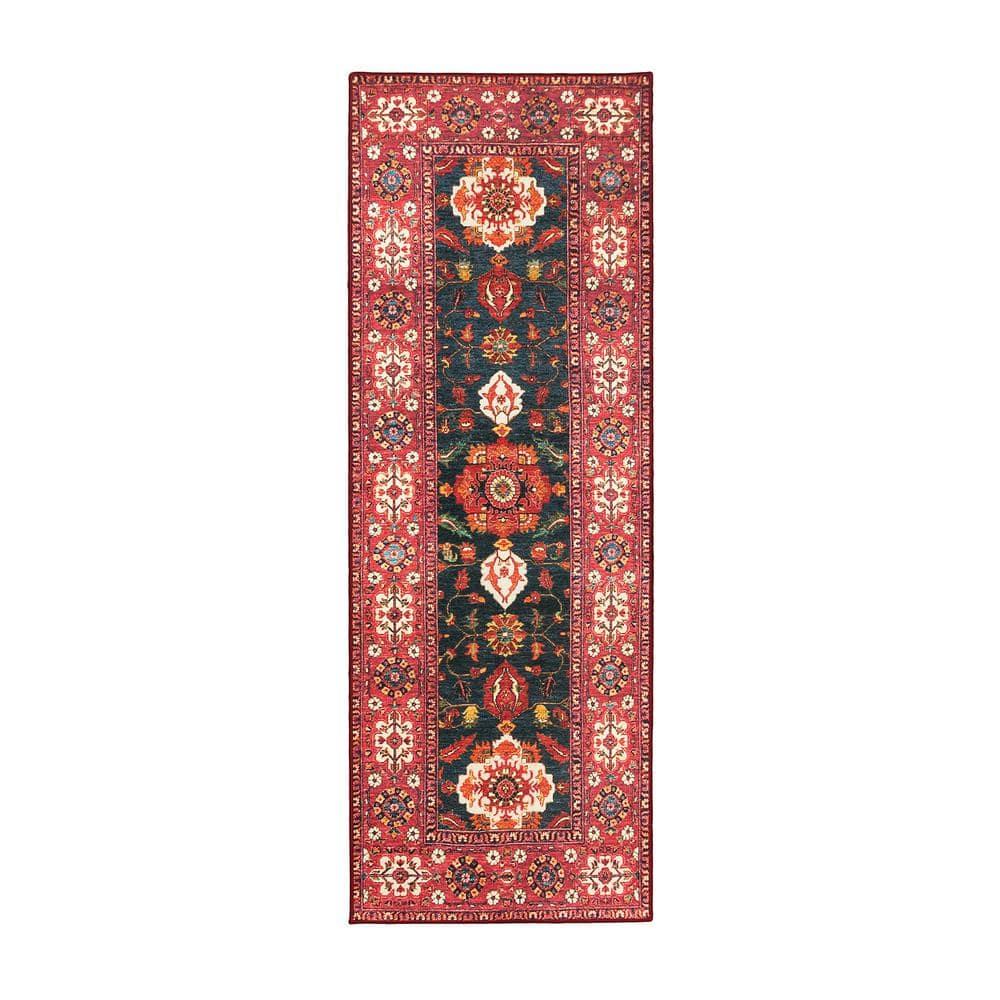 My Magic Carpet Ramage Indigo Oriental Flatweave Red/Black Area Rug