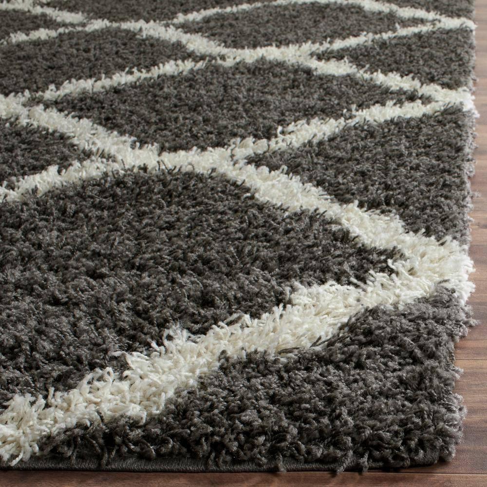 Dallas Shag SGD257 Power Loomed Area Rug - Dark Grey/Ivory - 6'x6' - Safavieh.