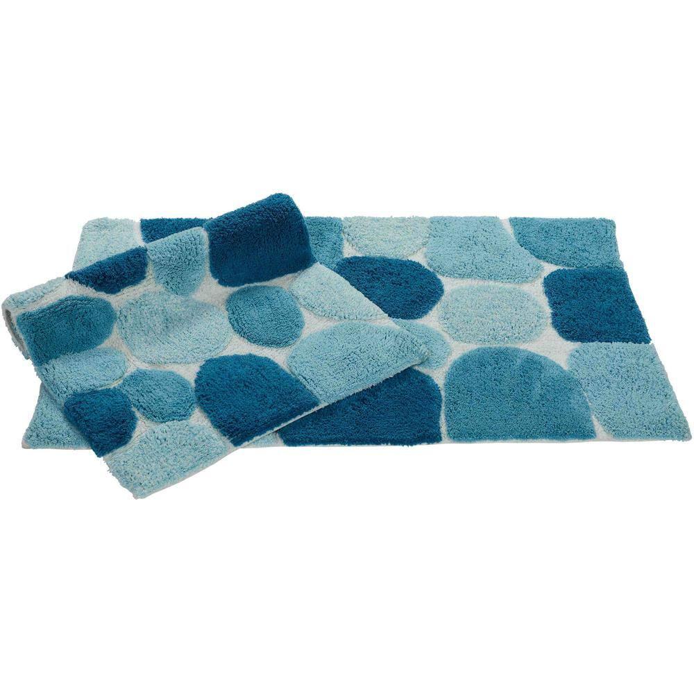 Chesapeake Pebbles 2 pc Arctic Blue Bath Rug Set (21"x34" & 24"x40")