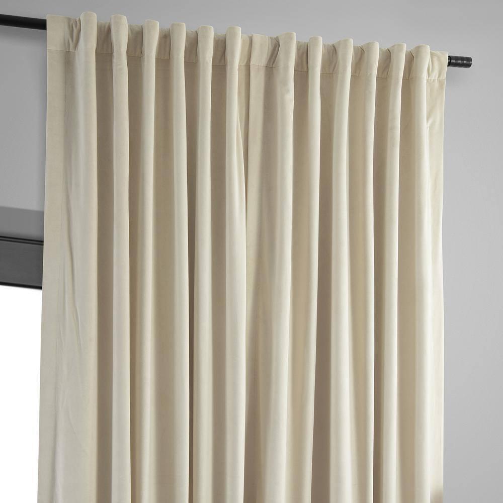 Exclusive Fabrics  Signature Extra Wide Blackout Velvet Curtains (1 Panel) - Luxurious Blackout Drapes Neutral Ground 100 x 84 84 Inches
