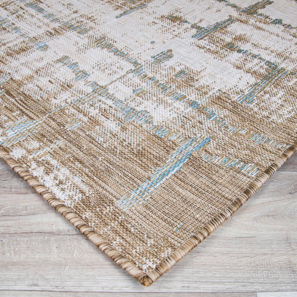 Couristan 5.25' x 7.5' Brown and Ivory Contemporary Rectangular Outdoor Area Throw Rug