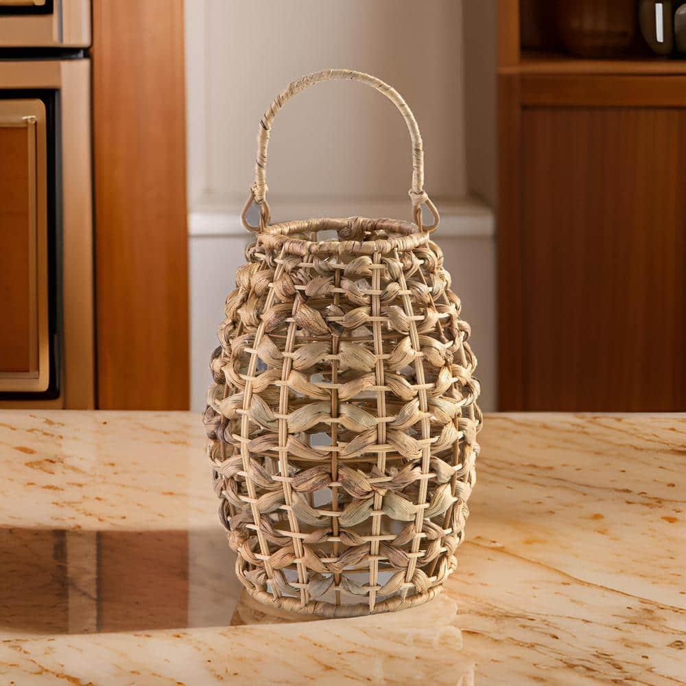 Enna Lantern, Bohemian Style, Candle Stand, Brown Rattan Woven