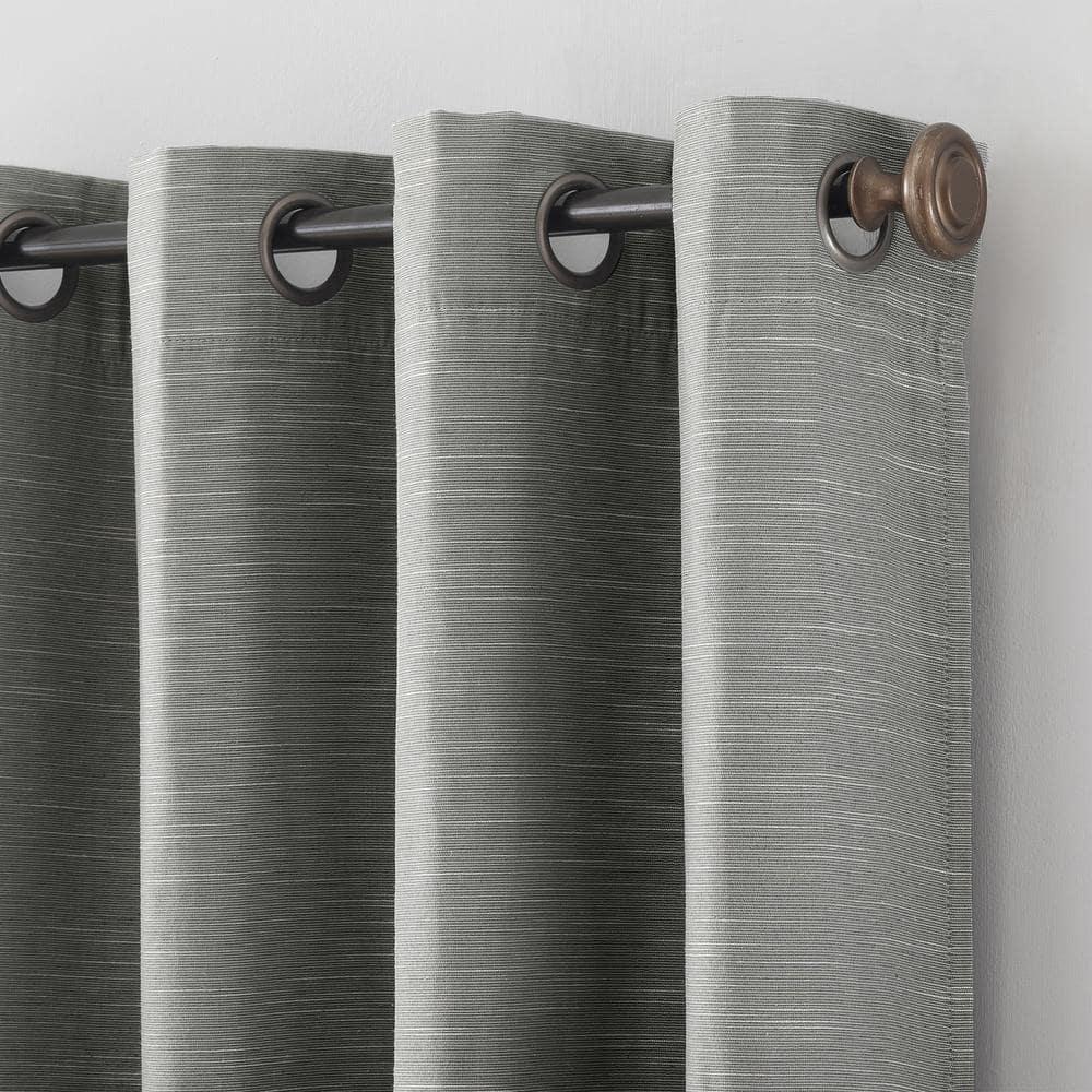 50"x63" Archaeo Total Blackout Textured Linen Blend Grommet Top Curtain Panel Gray
