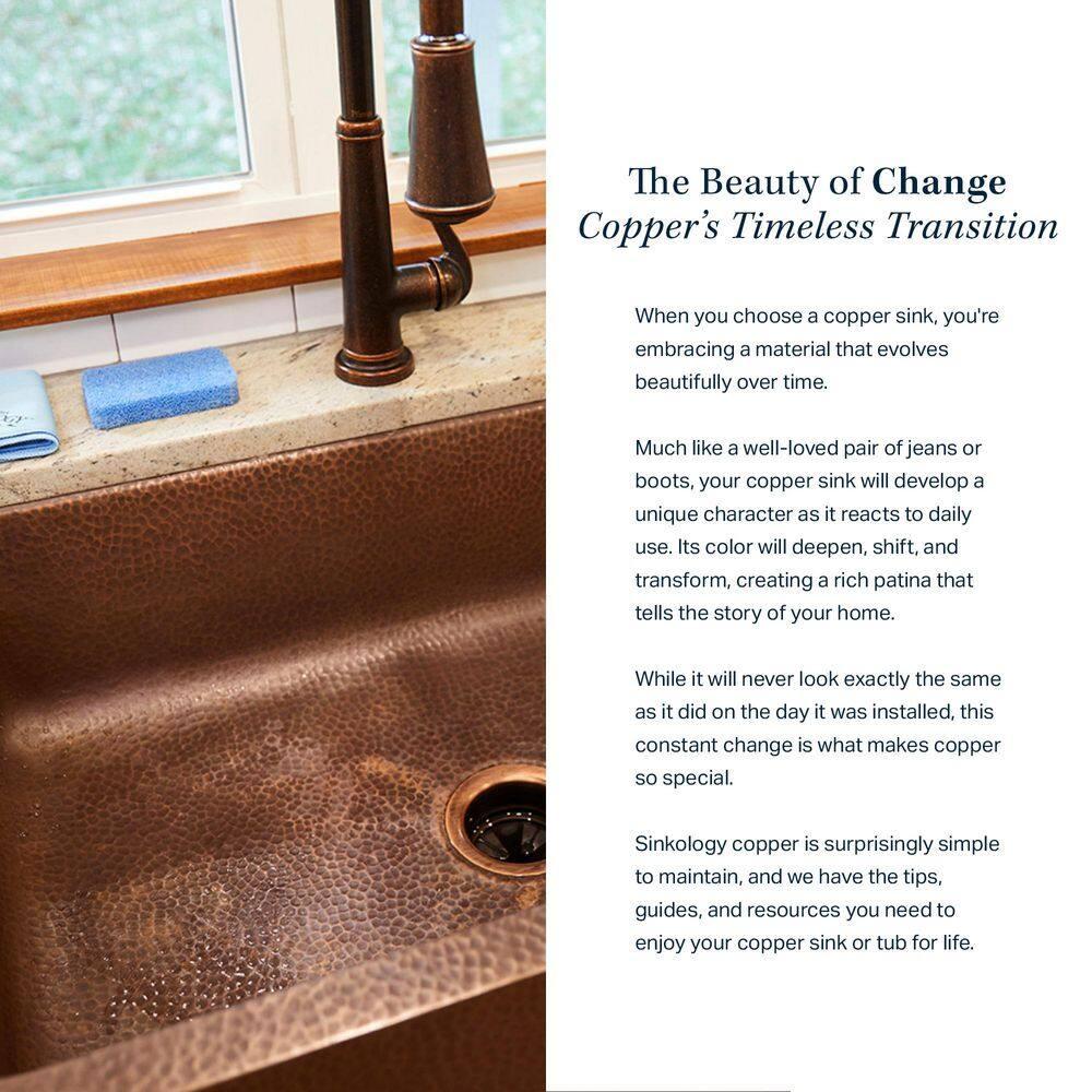 Santi Copper 33" Double Bowl Drop-In Kitchen Sink