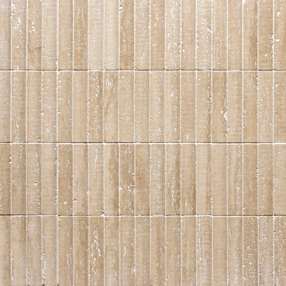 12.52" x 11.89" Honed Flucted Natural Marble Mosaic Tile