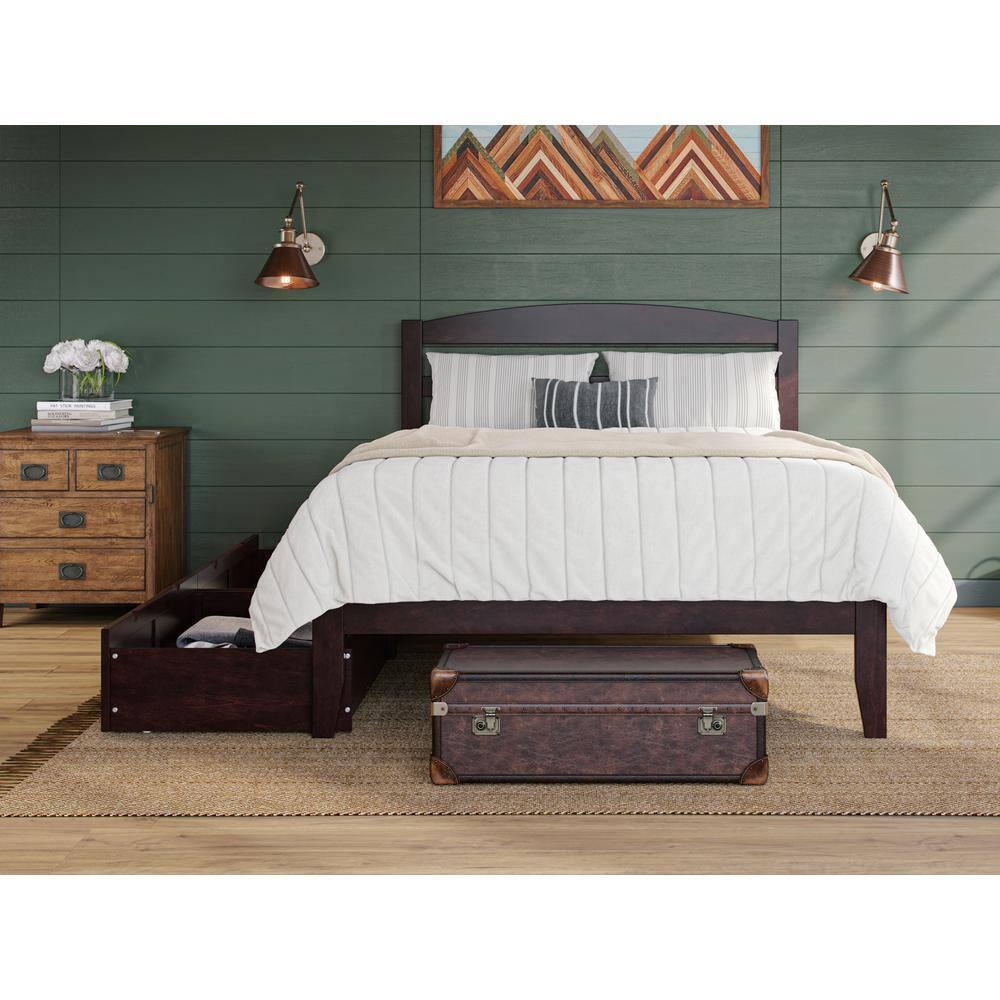Warren, Solid Wood Platform Bed with Storage Drawers (Set of 2), Full, Espresso