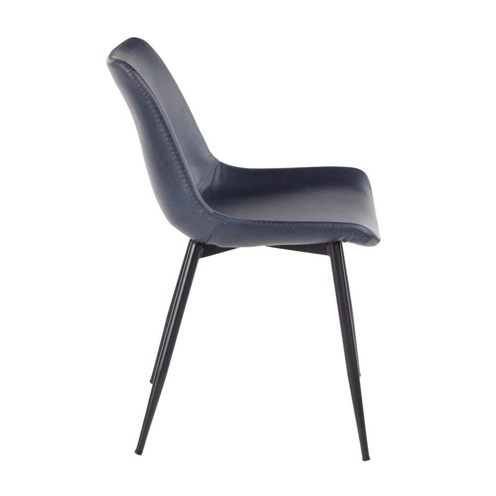 LumiSource Set of 2 Durango Industrial Dining Chair Black/Vintage Blue: Metal Frame, Polyurethane Upholstery, Floor Protectors