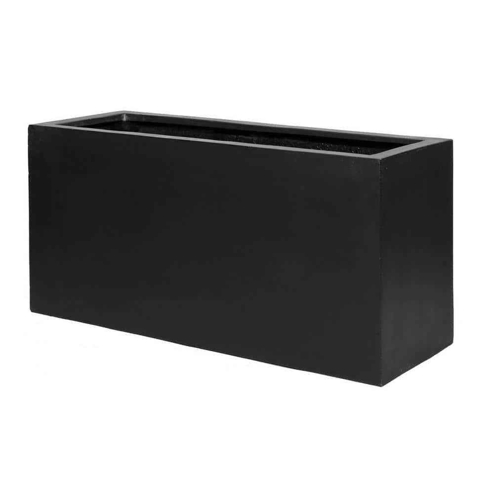 Pottery Pots USA Inc. Pottery Pots Jort Small Fiberstone Indoor Outdoor Modern Rectangle Planter, 16 Inch Tall Black 32"