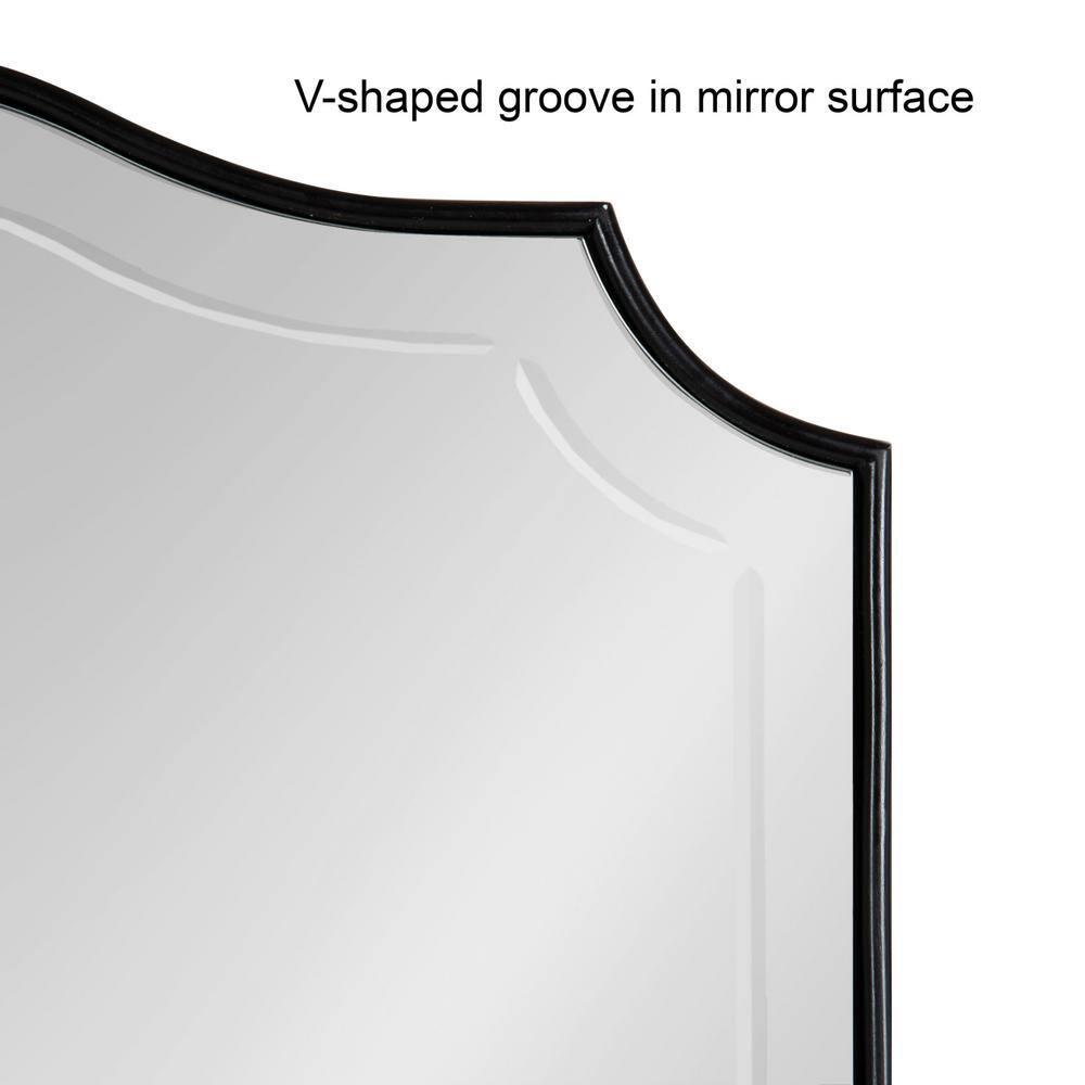 20" x 30" Hollyn Decorative Framed Wall Mirror Black - Kate & Laurel All Things Decor: Scalloped Edge, V-Groove, Hangs Both Ways