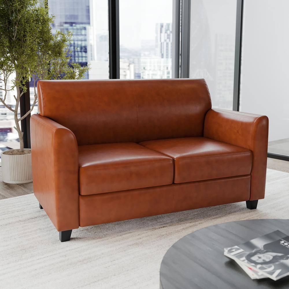 Hercules Junkersfeld 52" Modern LeatherSoft Upholstered Reception Loveseat