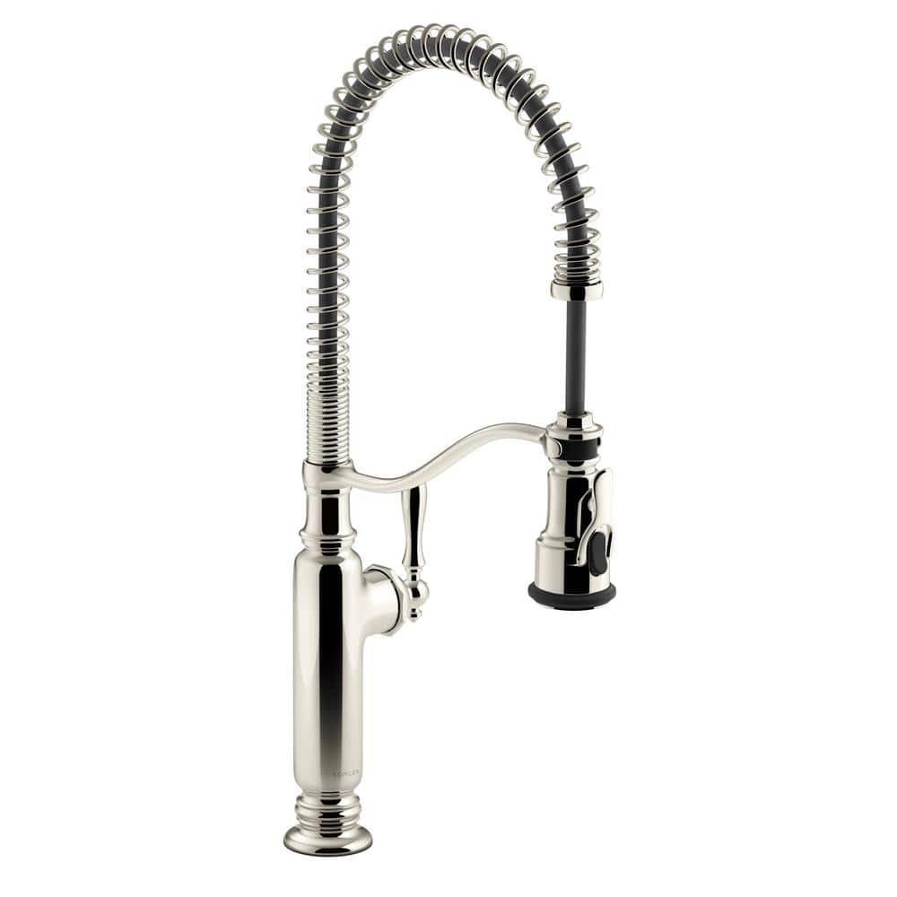 Kohler Tournant® Single Handle Semi-Professional Pre-Rinse Kitchen Faucet with Three-Function Pull Down Sprayer