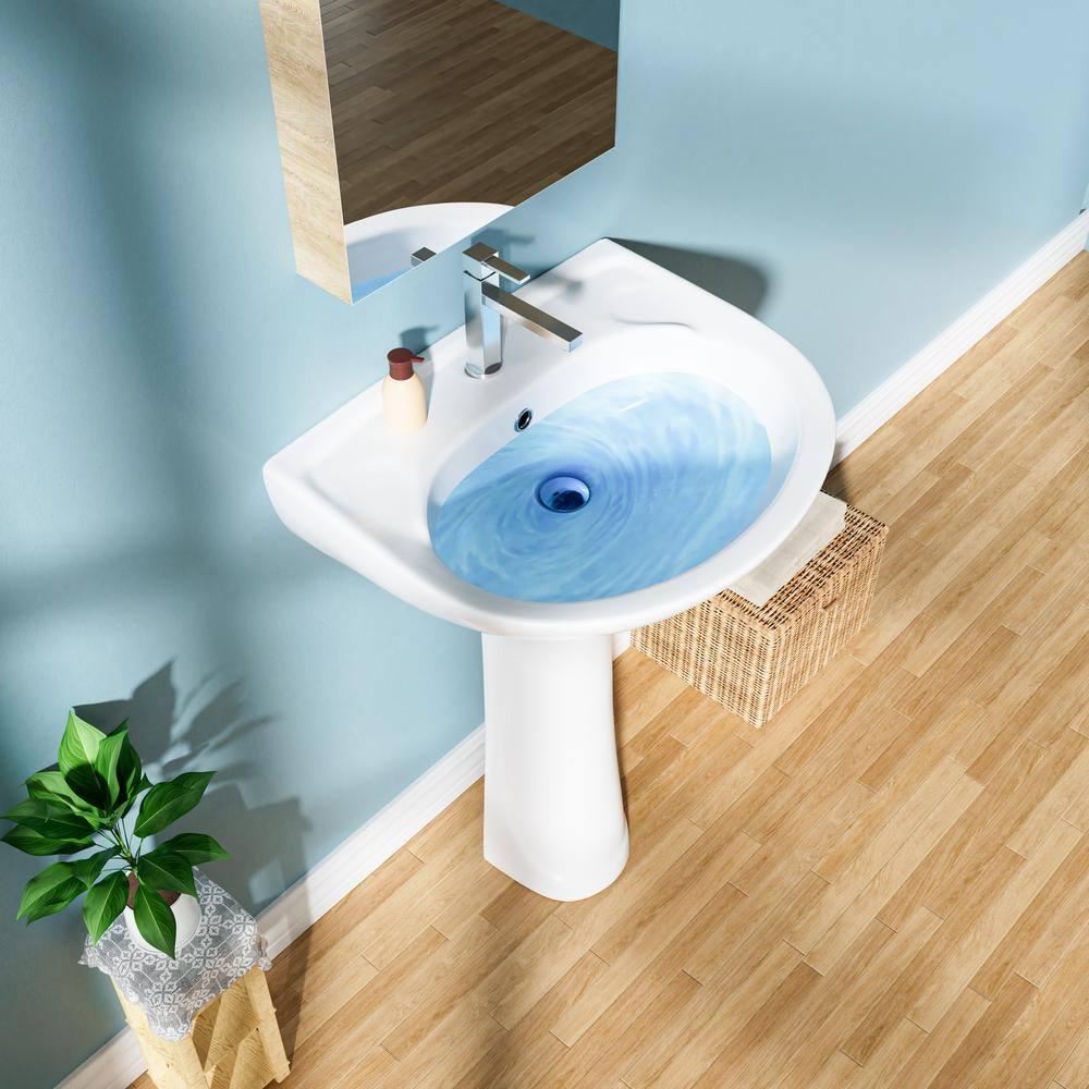22 in. White Vitreous China Novelty U-Shape Pedestal Sink with Overflow Drain